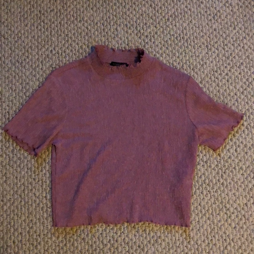 Top shop cropped short sleeve smocked shirt